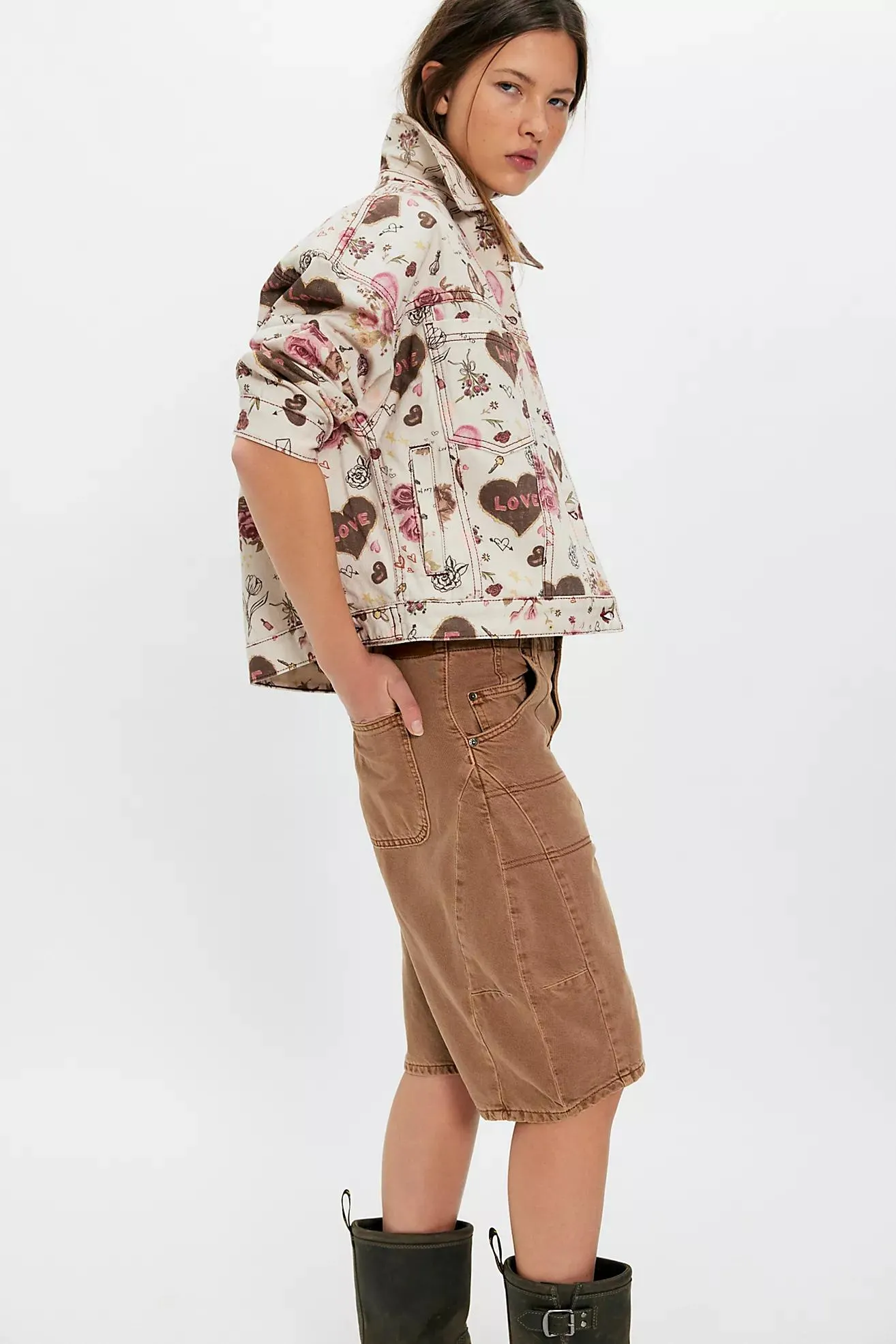 We The Free Opal Swing Printed Denim Jacket