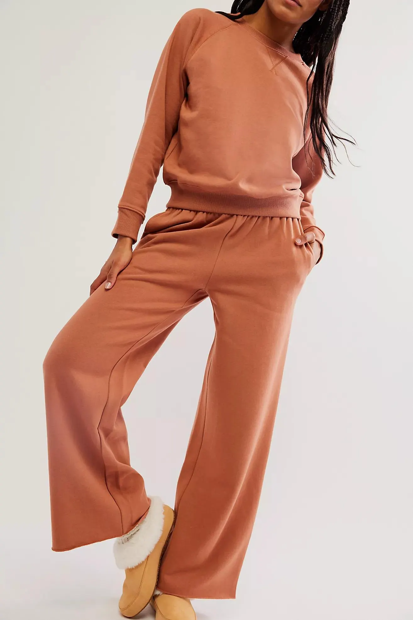 Recycled Fleece Wide-Leg Pants