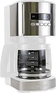 Kenmore drip Coffee Maker - 12 Cup programmable cafe machine with glass pot, regular & bold brew, auto shut off large water reservoir, reusable filter, kitchen appliances for cafeteria barista, White