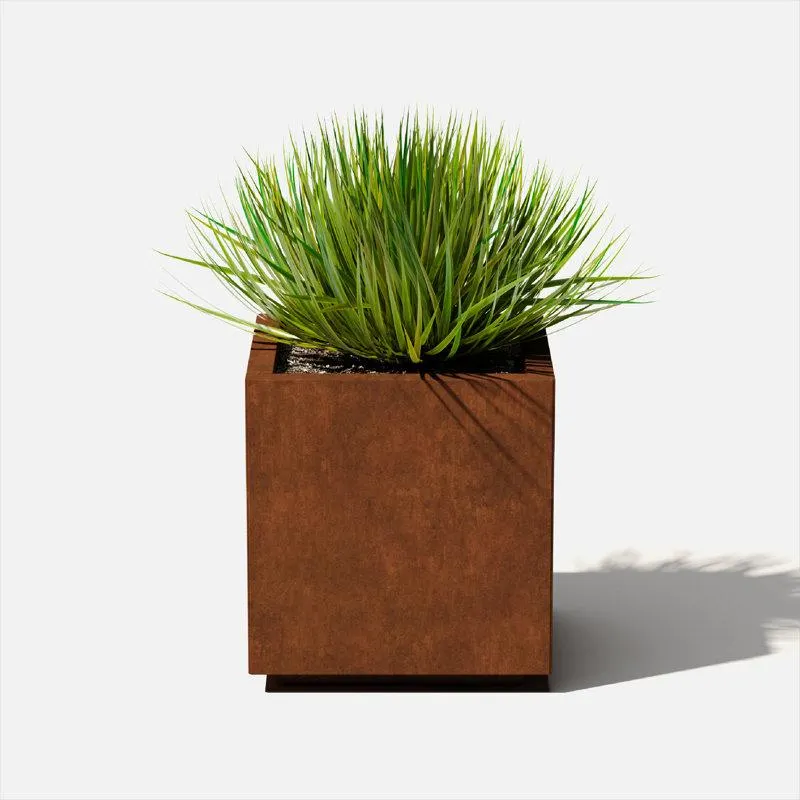 18" H x 17" W x 17" D Corten Steel Series Cube Planter Box