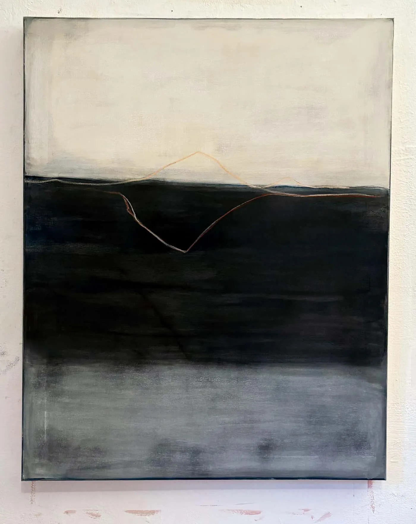 Marilina Marchica"Abstract Landscape" - Original Oil and Pastel Painting on Canvas, Made in Italy 2025