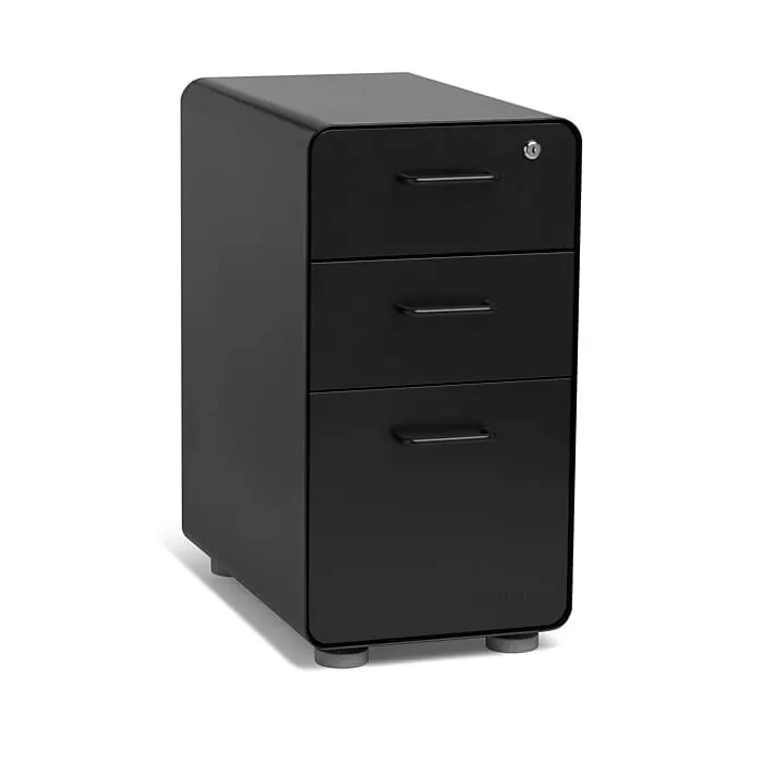 Poppin Black Slim Stow 3-Drawer Vertical File Cabinet,