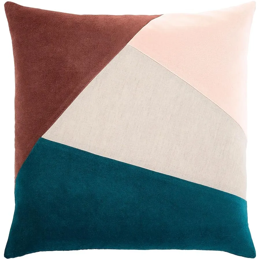 Livabliss Moza 18-in x 18-in Burgandy/Multi Square Indoor Decorative Pillow