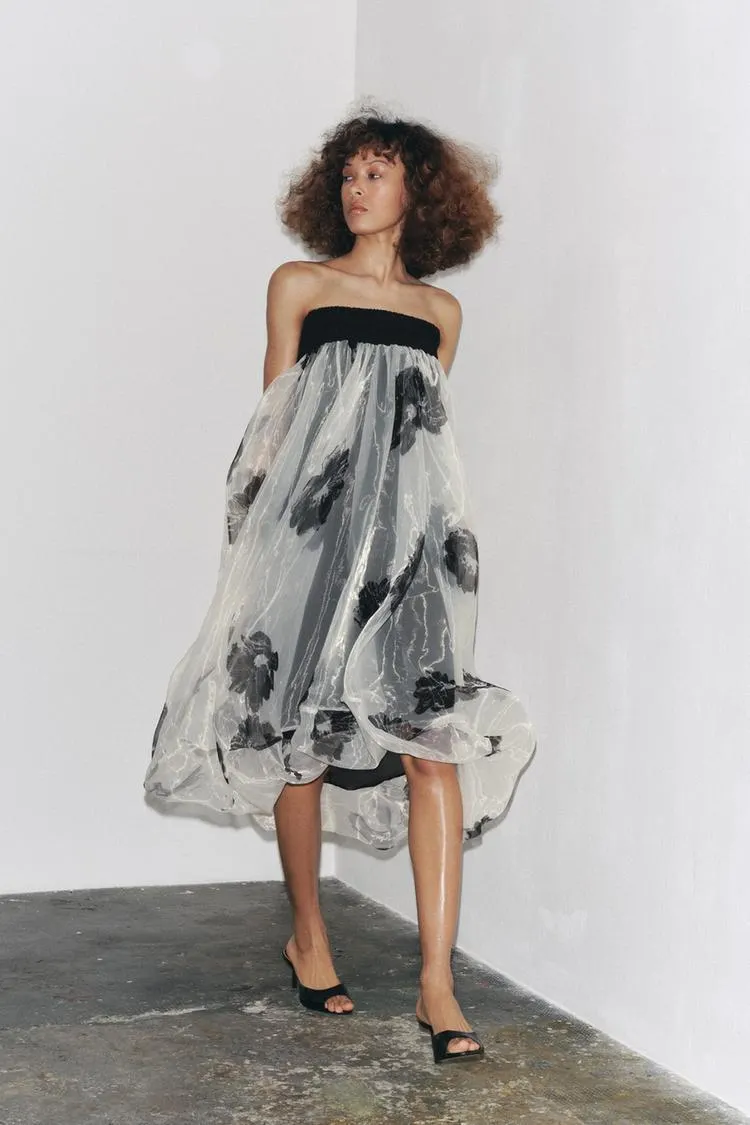 ZW COLLECTION PRINTED ORGANZA DRESS