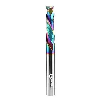 Compression Spiral Router Bits 1/4 "Shank, 1/4 "Cutting Diameter, 1" CL, Up Down Cut Bits for CNC & Wood Working / Wood Carving ,Solid Carbide End Mill with DLC Coating