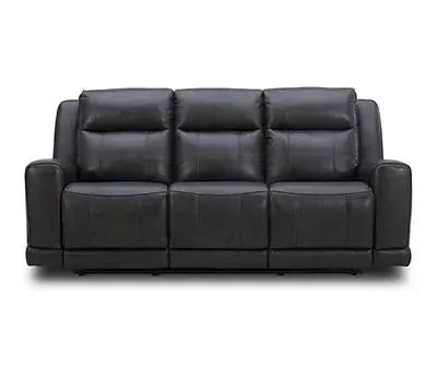 Smoke Gray Leather Zero Gravity Power Reclining Sofa