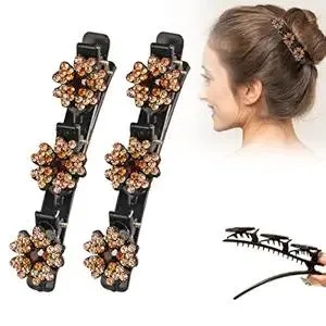 Sparkling Crystal Stone Braided Hair Clips, 2025 New Braided Hair Clips for Women, Shiny Elegant Hair Styling Clips, Women Crystal Stone Hair Clip (Color B)