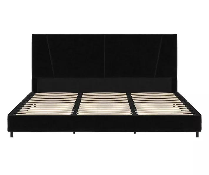RealRooms Maverick Black Velvet King Upholstered Bed