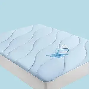 Soft Waterproof Mattress Pad Queen, Cooling Mattress Protector for Hot Sleepers, 5-Layers Noiseless Washable Mattress Cover with 8"-21" Deep Pocket (Light Blue, 60x80)