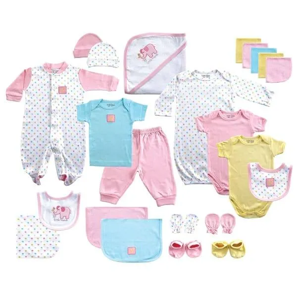 Luvable Friends Baby Girl Layette Gift Cube, Pink Elephant, 0-6 Months - Pink Elephant