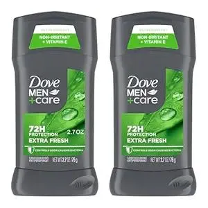 Dove Men+Care Extra Fresh Men's Antiperspirant Deodorant Stick Extra Fresh Twin pack With 72-hour sweat & odor protection with 1/4 Moisturizing Cream & Long-lasting Citrus Scent 2.7 oz