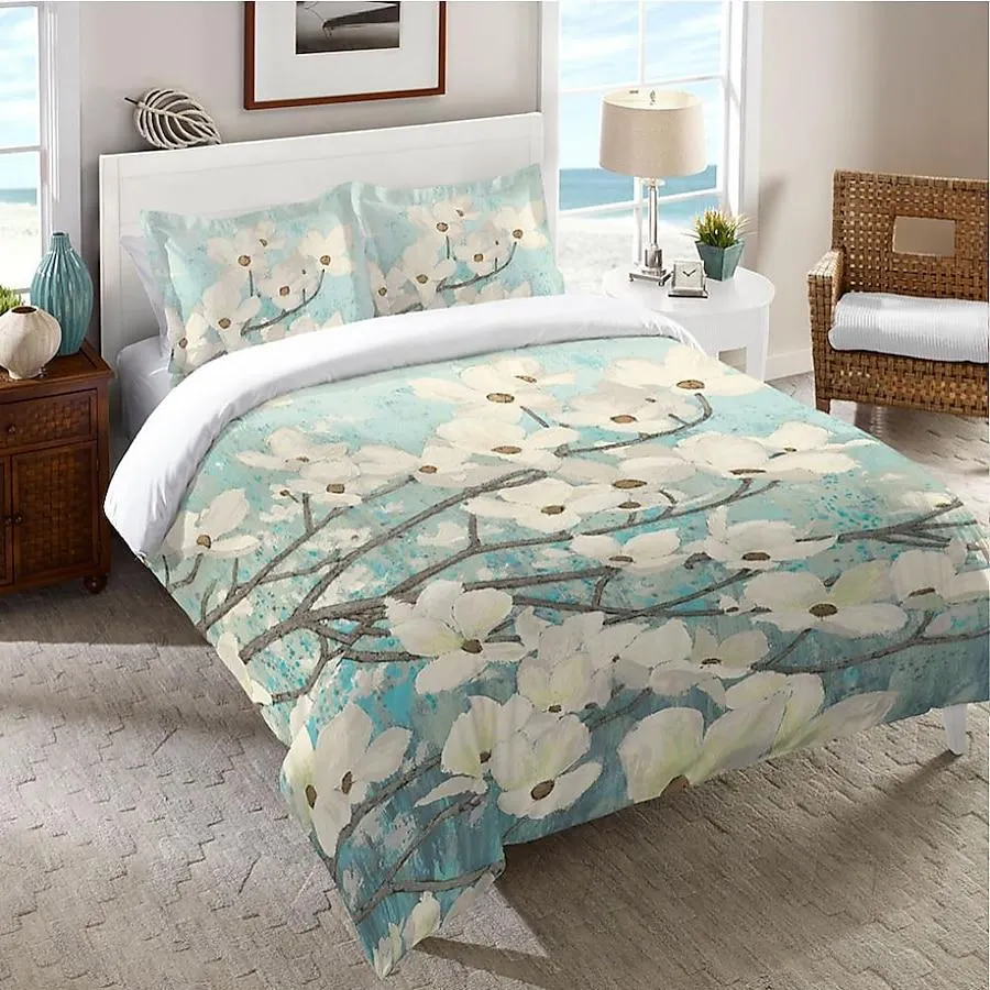 Laural Home Dogwood Blossoms Multi-colored Floral Full/Queen Comforter Cotton