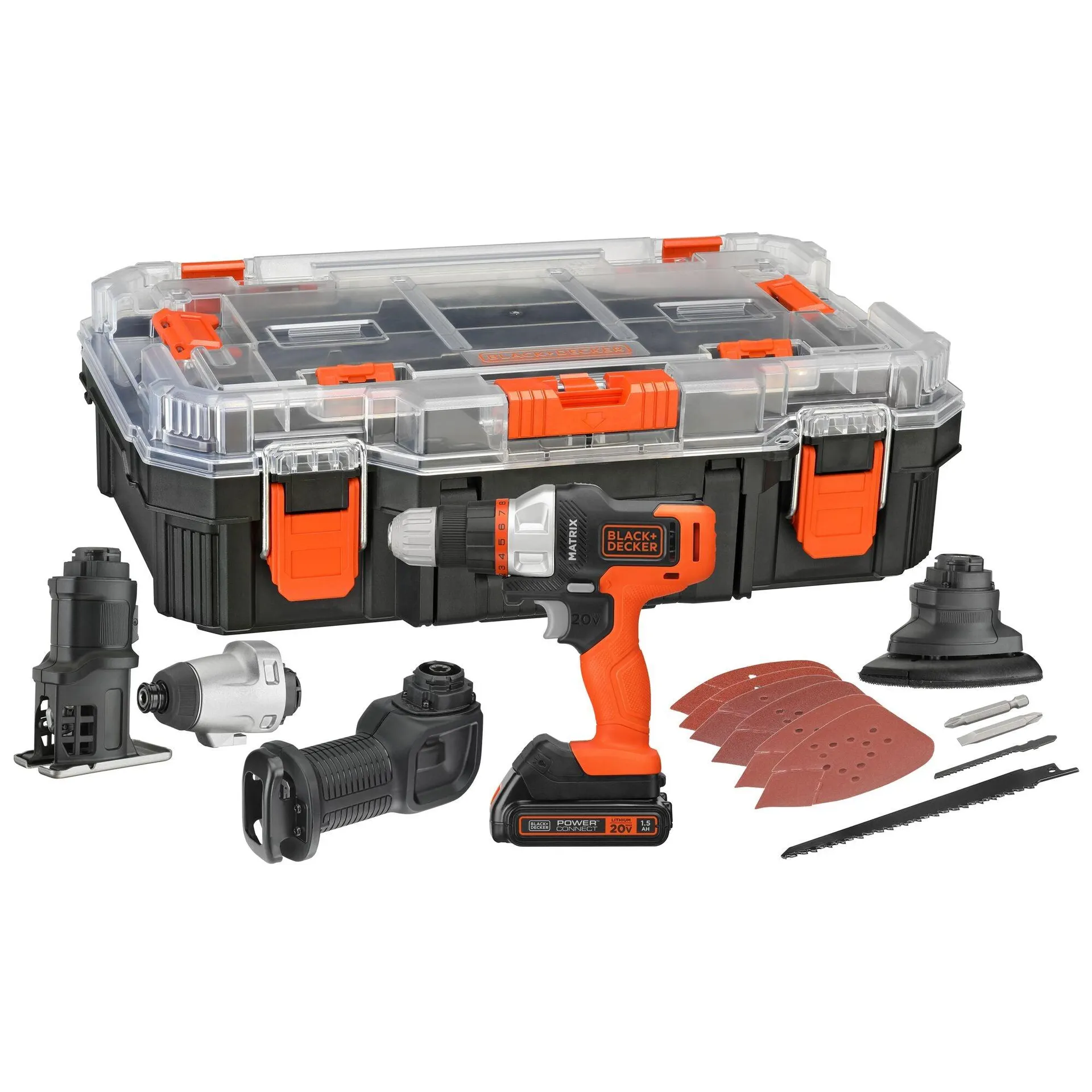 20V MAX *POWERCONNECT™ MATRIX™ Cordless Drill with 4-Piece Power Tool Combo Kit and Storage Case, Battery and Charger Included