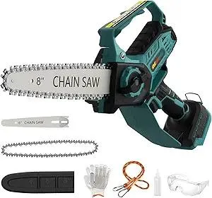 Mini Chainsaw for Makita 18V Battery, 8-Inch and 6-Inch 2-IN-1 Cordless Electric Chain saw with Brushless Motor and Auto-Oiler, 800W Hand Mini Chainsaw for Tree Pruning Wood Cutting(No Battery)