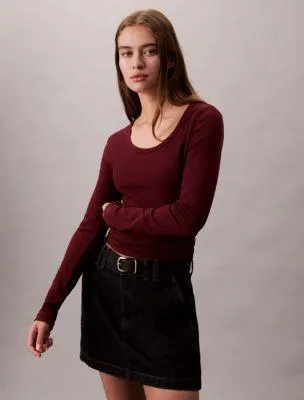 Cotton Contour Rib U-Neck Tee