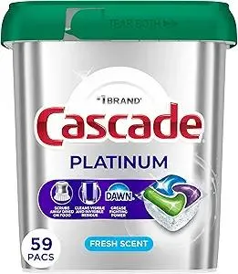 Cascade Platinum Dishwasher Pods, Dishwasher Detergent, Dish Detergent Soap, Fresh, 59 Count