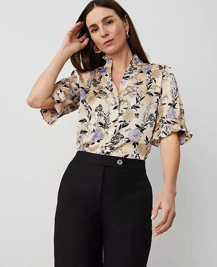 Floral Ruffle Collar Blouse