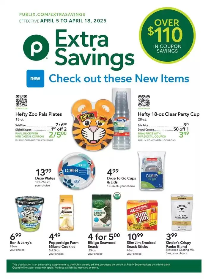 Weekly ad Publix Extra Savings from April 5 to April 18 2025 - Page 1