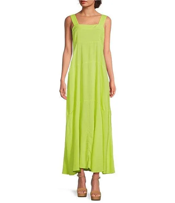 Square Neck Sleeveless Shift Maxi Dress
