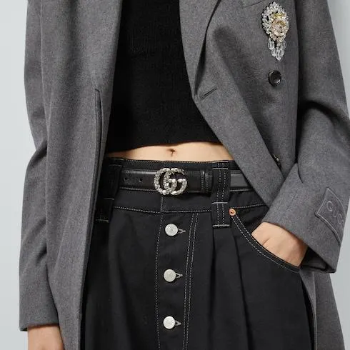 GG Marmont thin belt with crystals