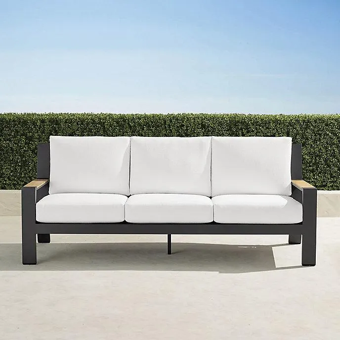 Calhoun Sofa with Cushions in Matte Black Aluminum