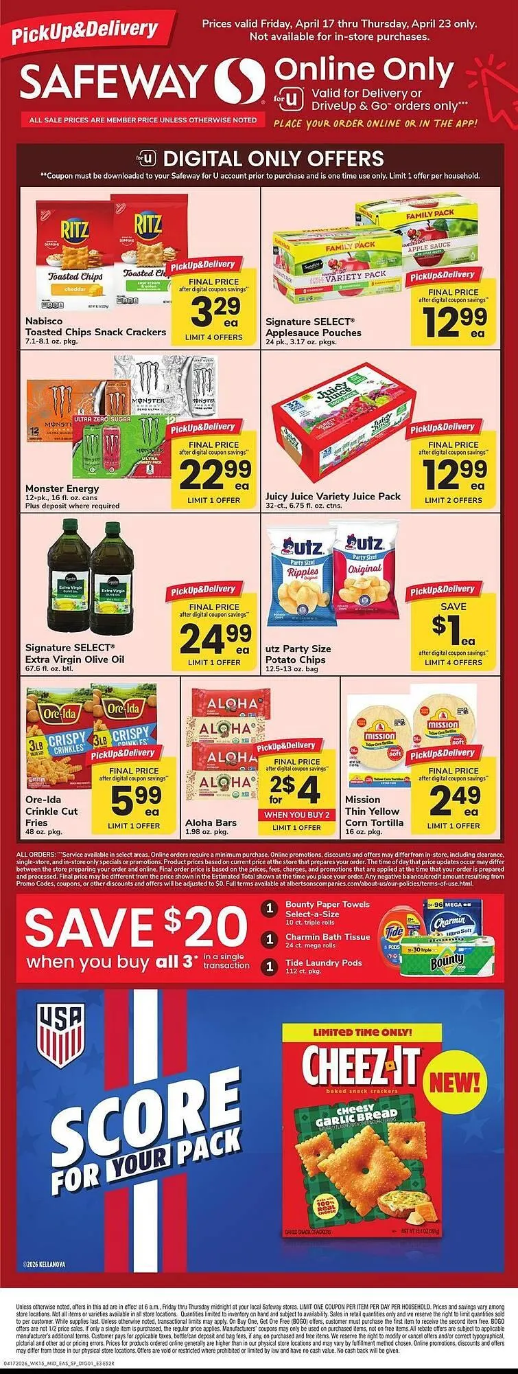 Weekly promotion Safeway weekly ad spanning from April 17 to April 23 2026 - Page 1 for Catalogue 365