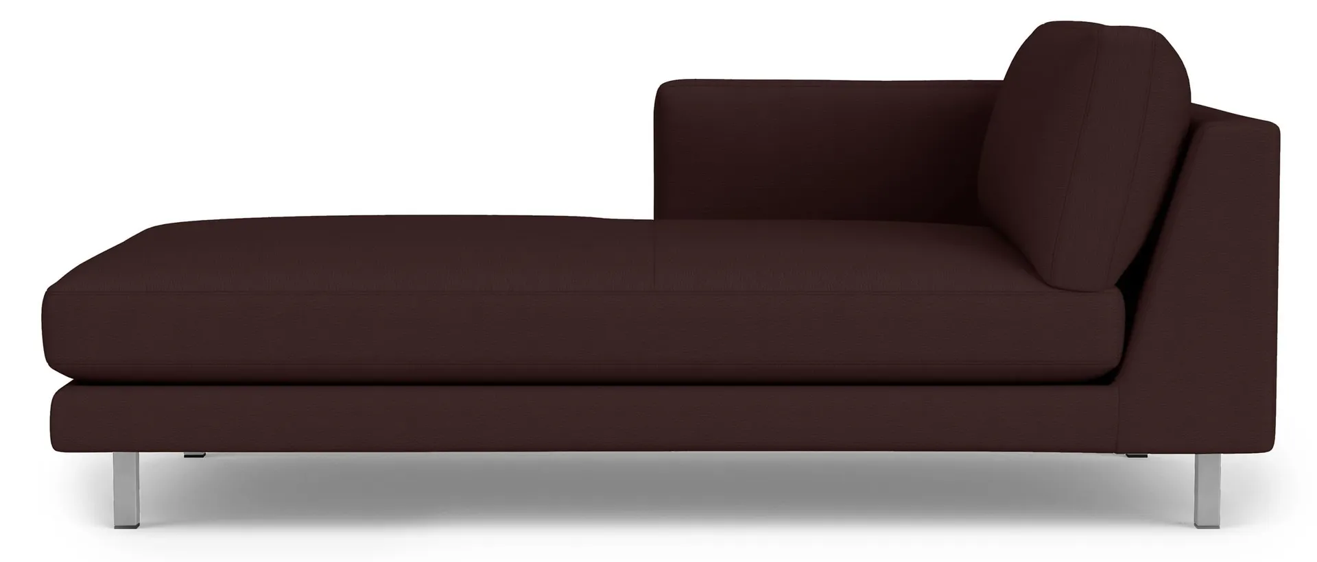 Cade Left-Arm Chaise in Urbino Espresso Leather with Stainless Steel Legs