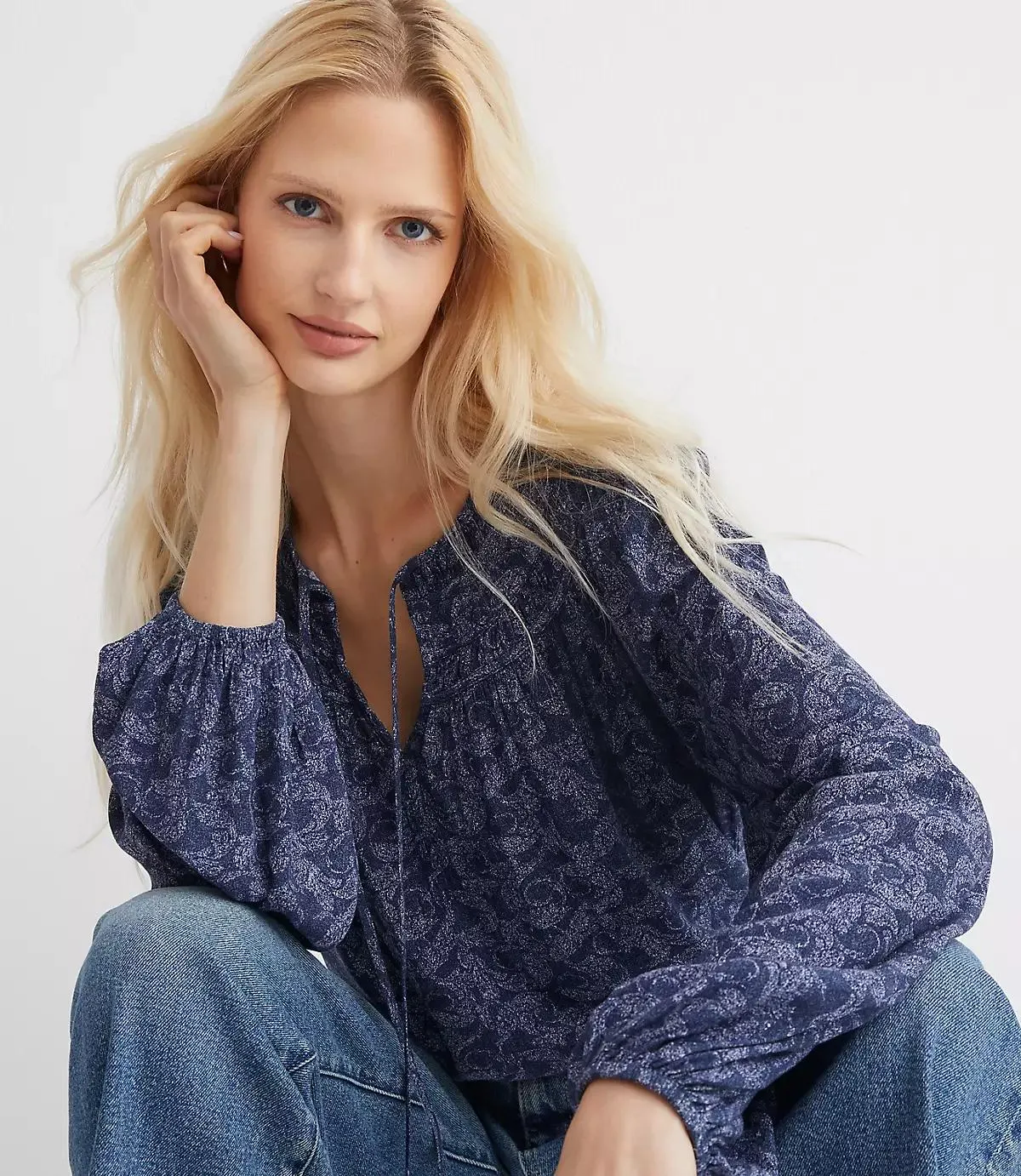 Swirl Stitched Yoke Blouse