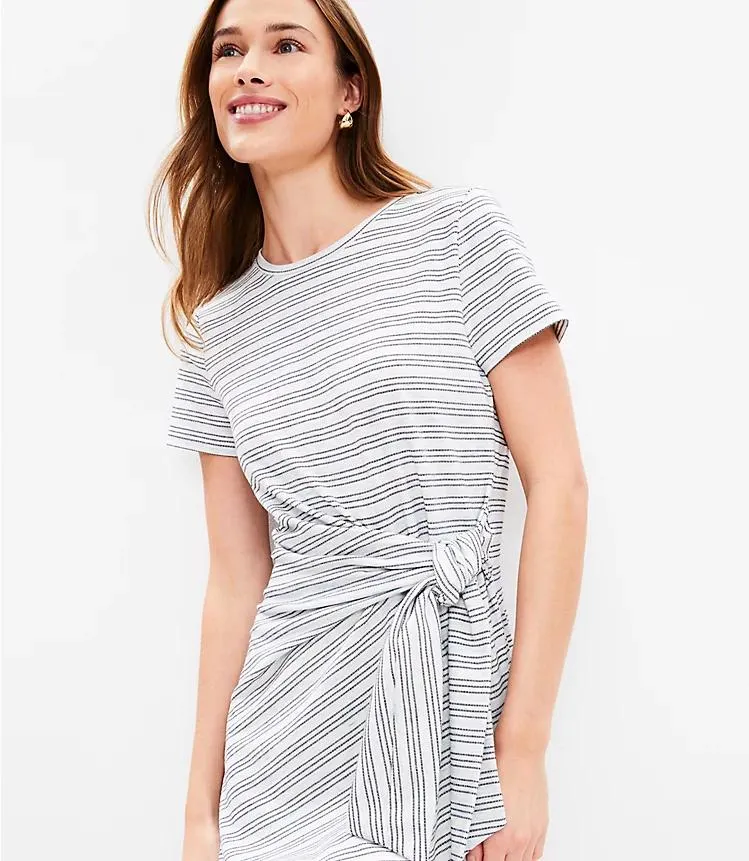 Striped Side Tie Shift Dress