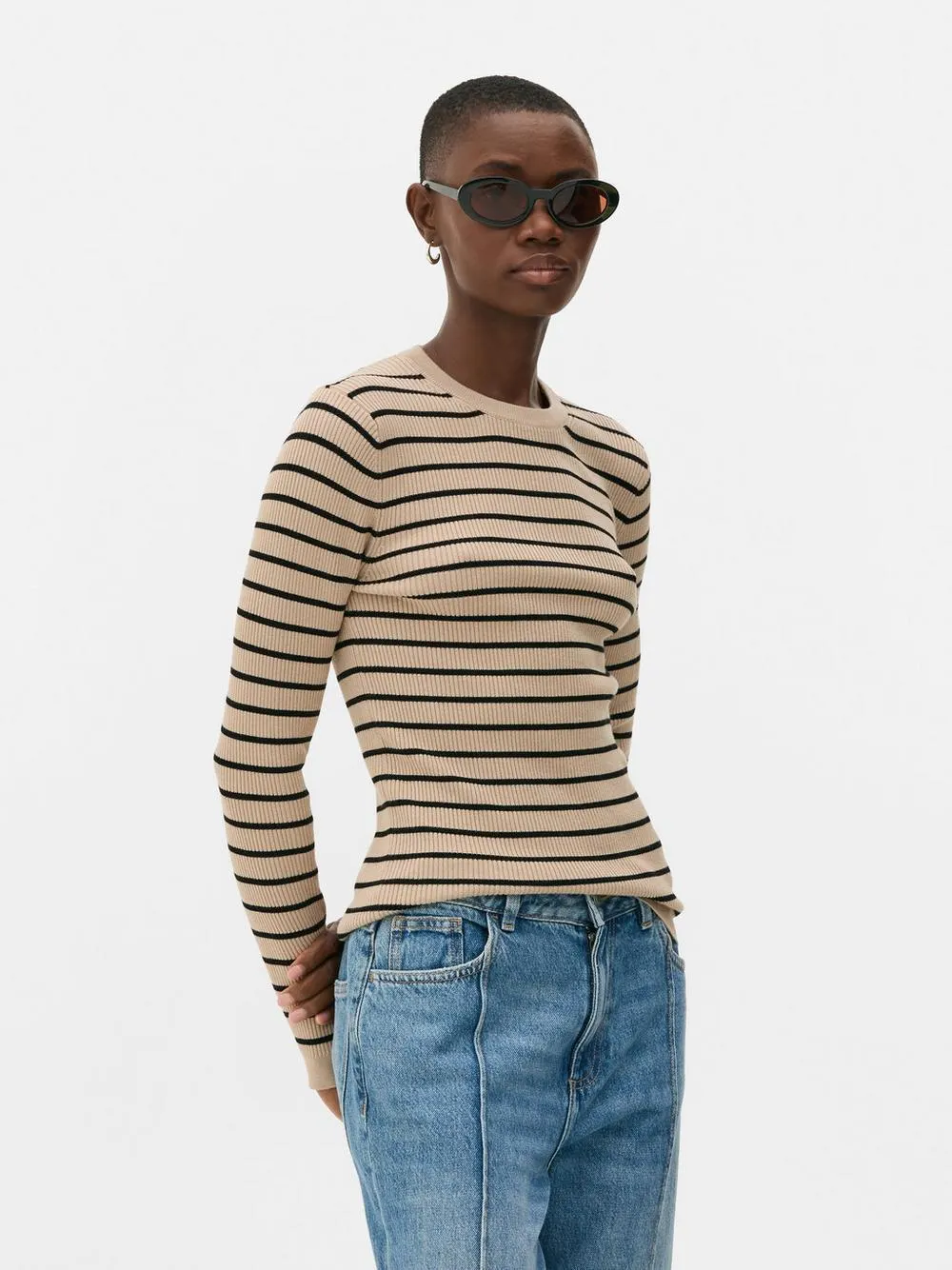 Ribbed Crew Neck Jumper