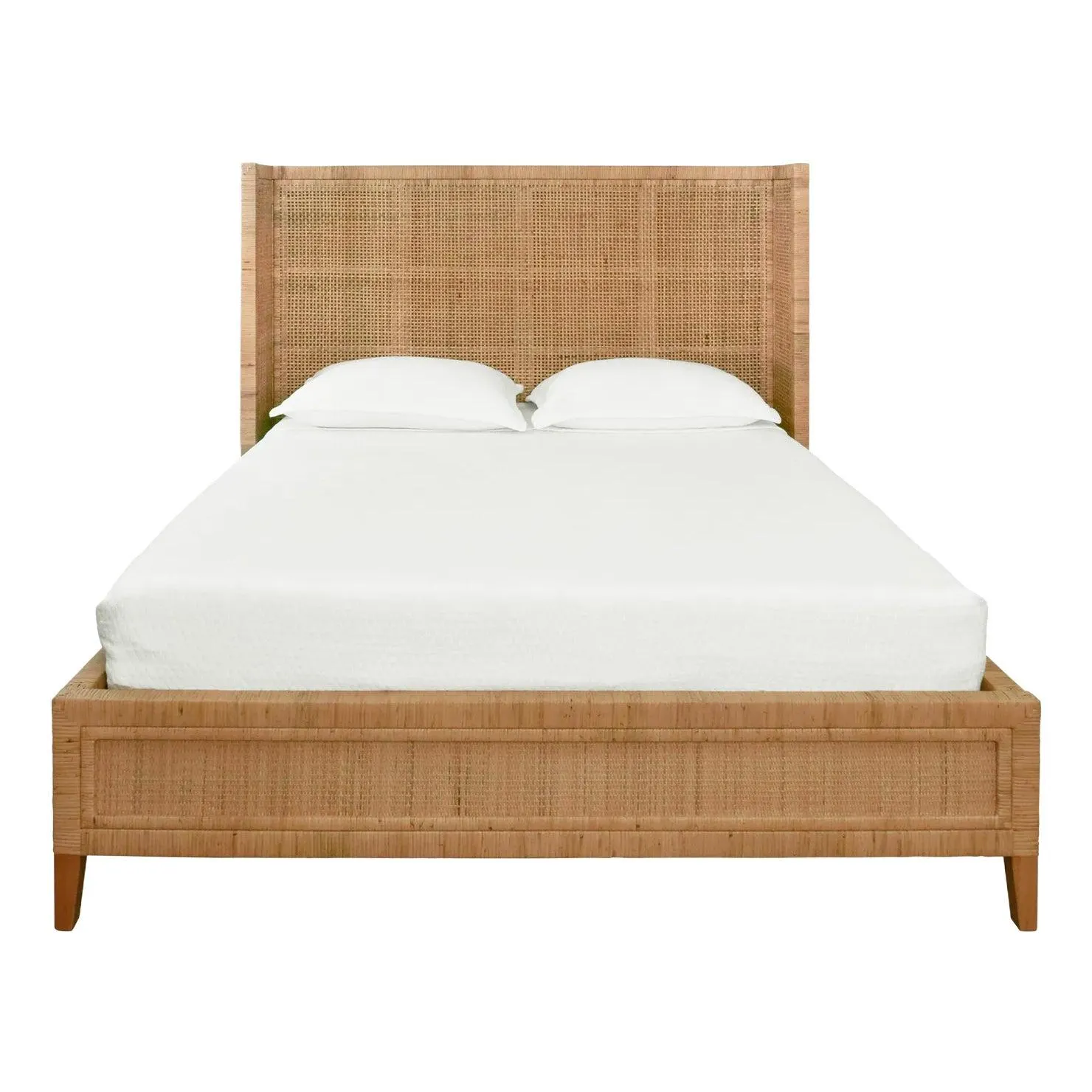 Matthew Izzo Home - Dolly Queen Bed Frame - Rattan Winged Headboard & Platform