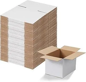 Calenzana 7x5x5 Shipping Boxes Set of 40, White Corrugated Cardboard Box for Mailing Packing Gifts Small Business
