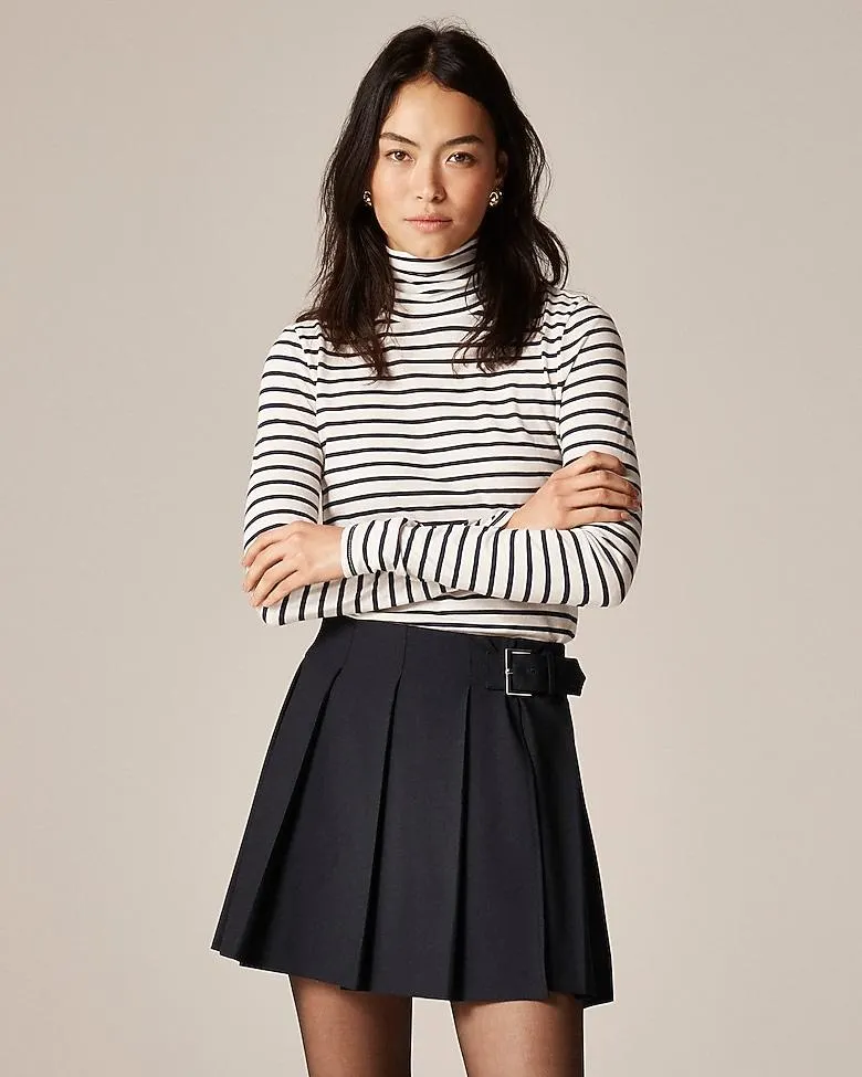 Feather jersey turtleneck in stripe