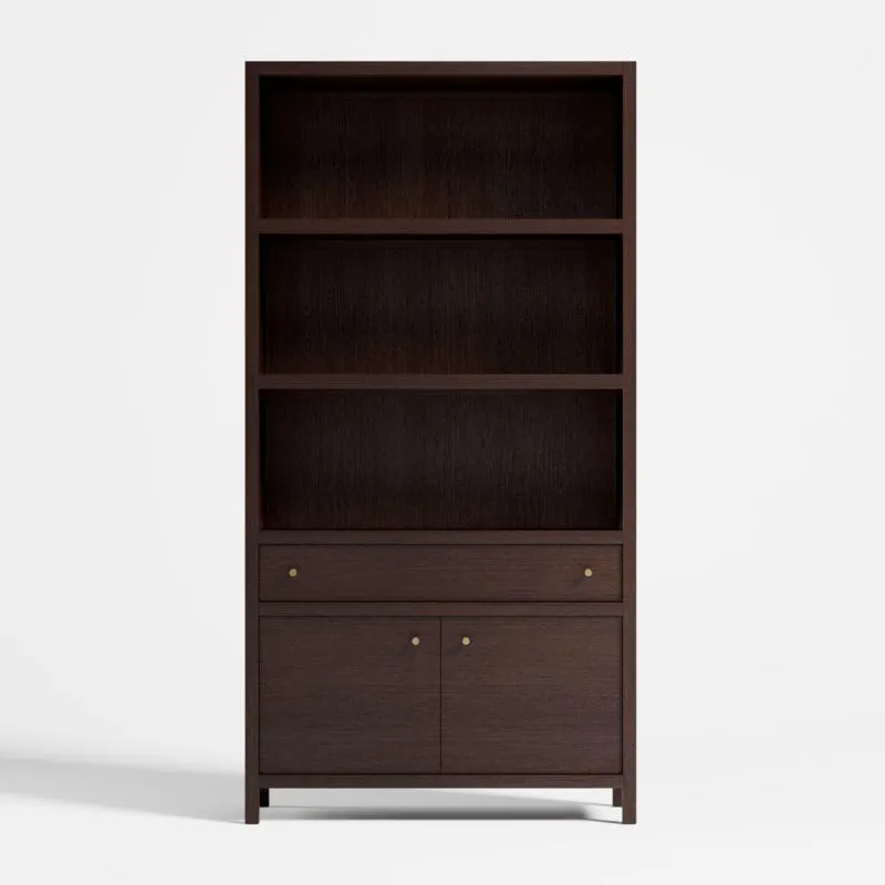 Keane Espresso Wood Closed Bookshelf + Reviews | Crate & Barrel