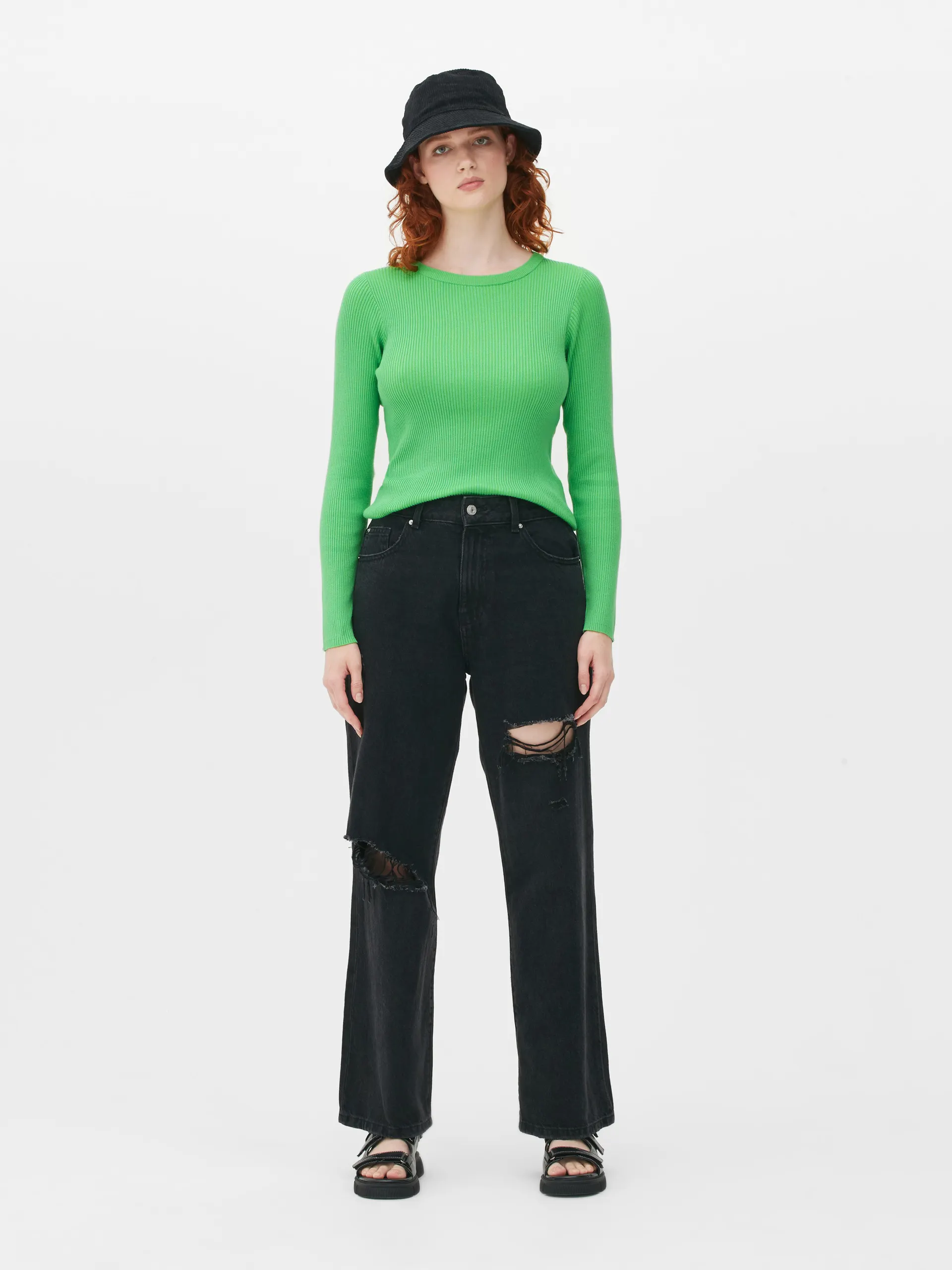 Ribbed Crew Neck Sweater