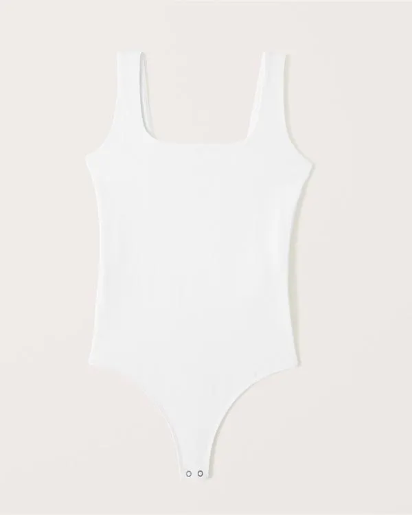 Cotton-Blend Seamless Fabric Tank Bodysuit