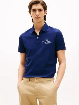 Regular Fit Mercerized Cotton Zip Polo