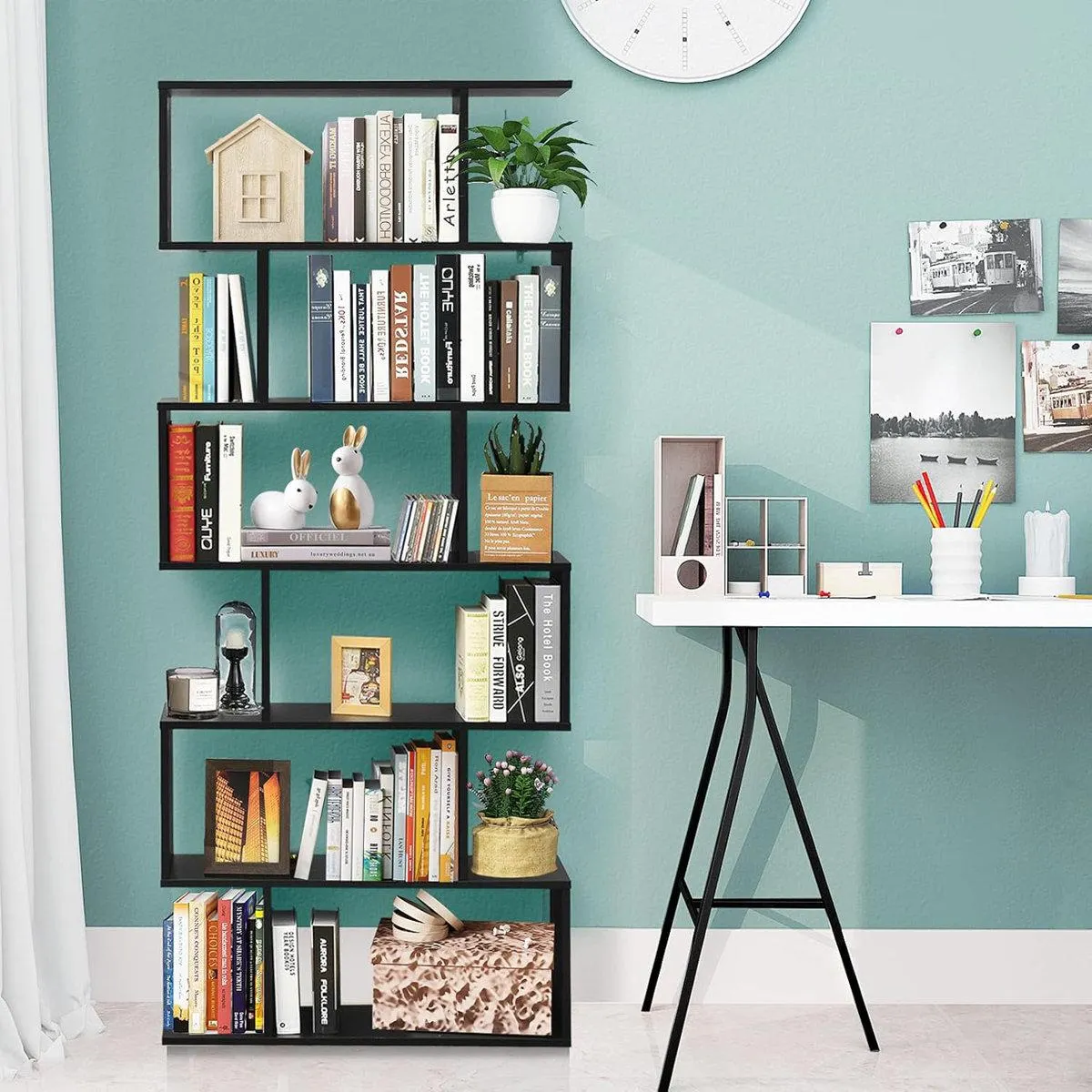 75" H x 31.5" W Geometric Bookcase
