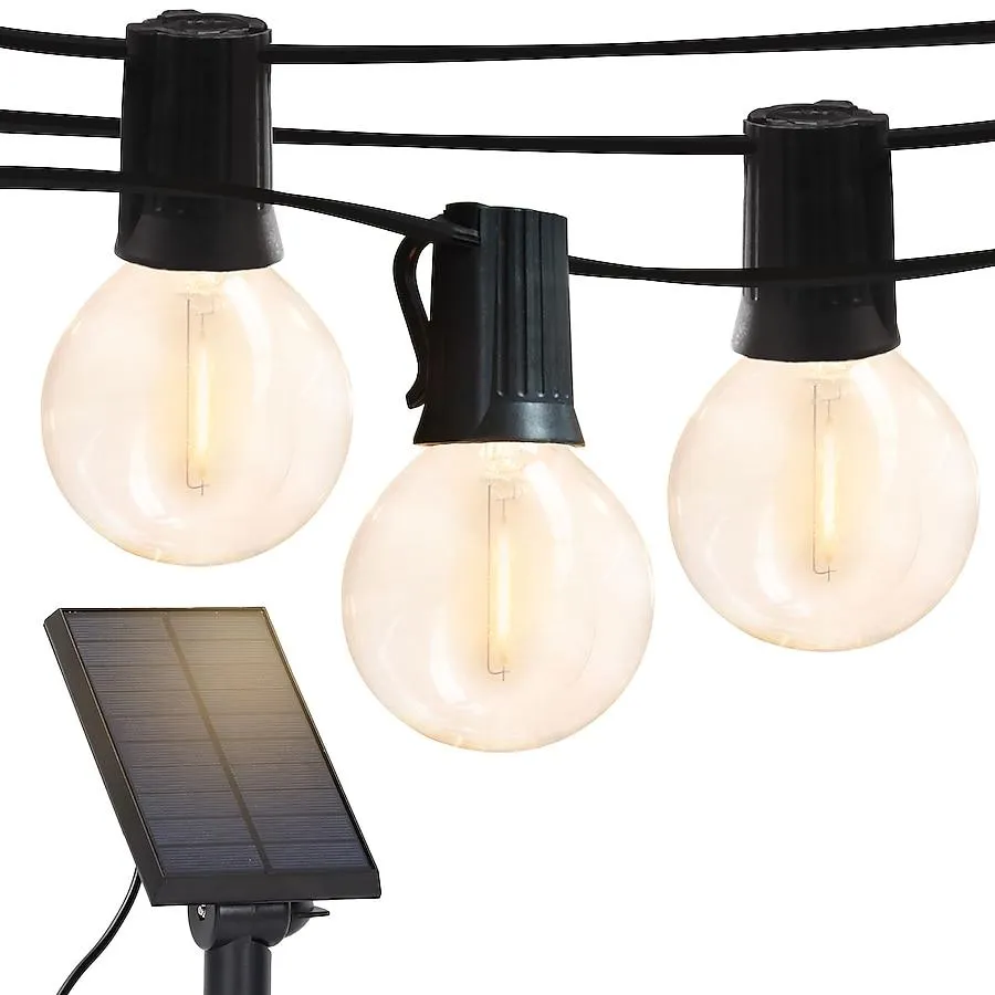 Brightech 27-Feet Solar Black Indoor/Outdoor String Light with 12 LED Globe Bulbs