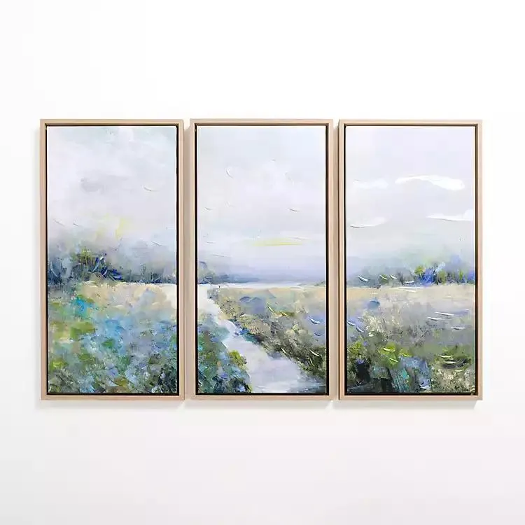 Serene Meadow Framed Canvas Art Prints, Set of 3