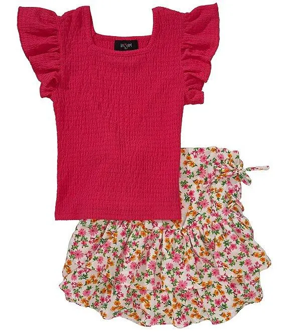 Big Girls Ruffled Top & Skirt 2-Piece Set