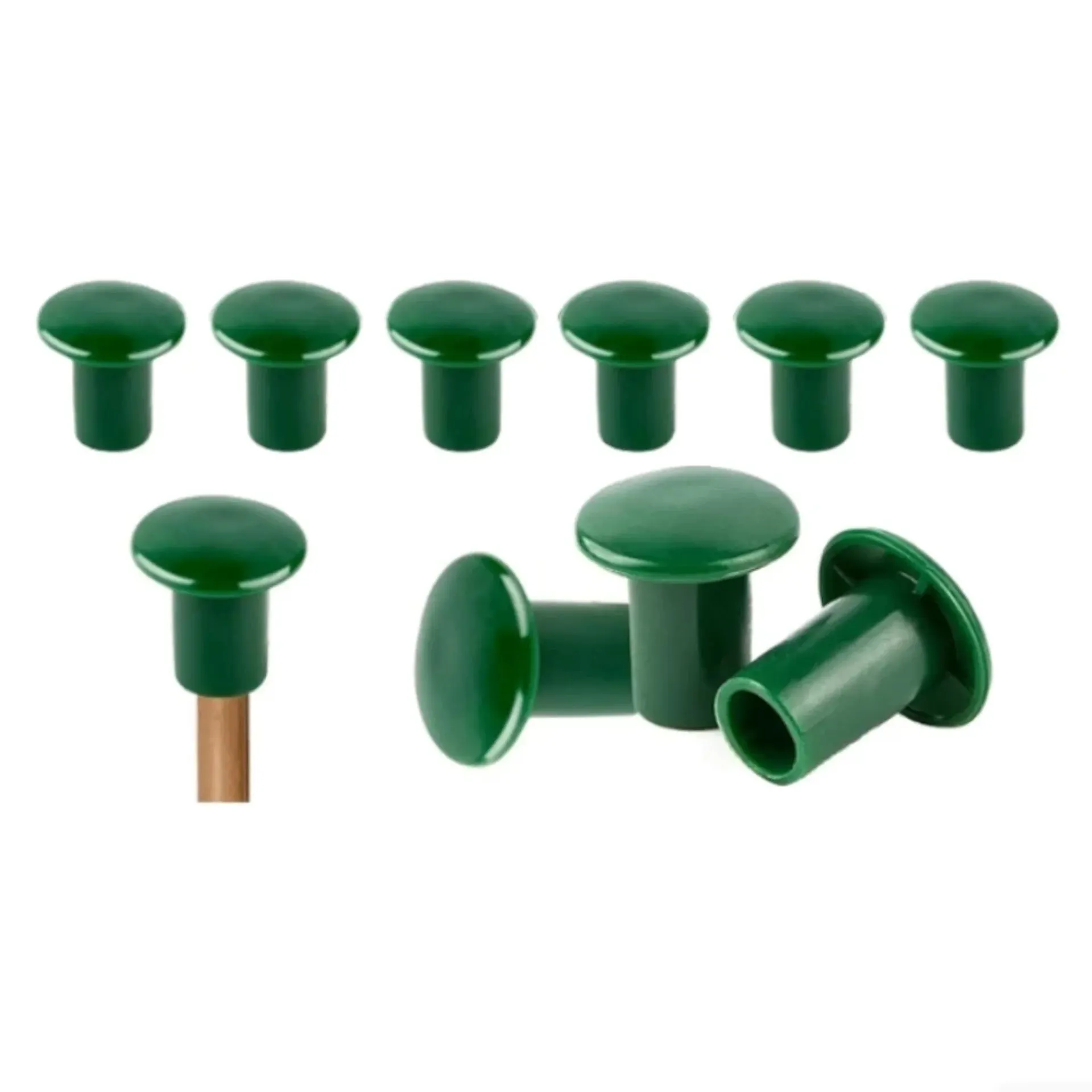 10 tapones de caña de seguridad de goma verde para jardín, protectores de caña de bambú para jardín, granja y hogar.