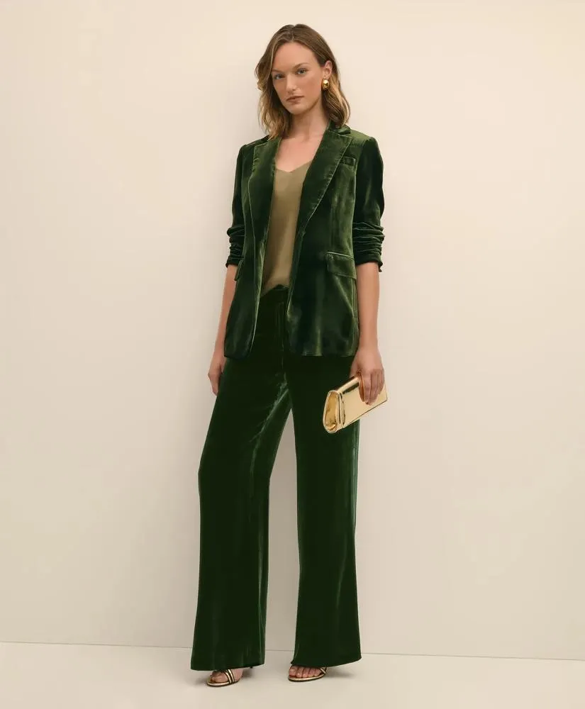 Silk Blend Drapey Velvet Wide-Leg Trouser