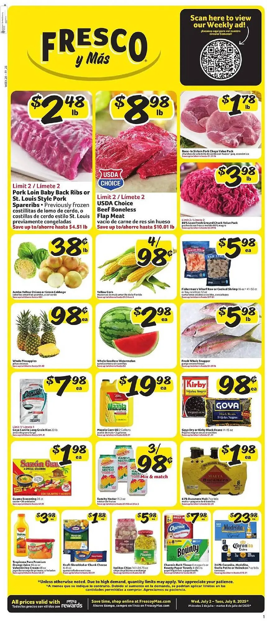 Weekly ad Fresco y Más Weekly Ad from July 2 to July 9 2025 - Page 1