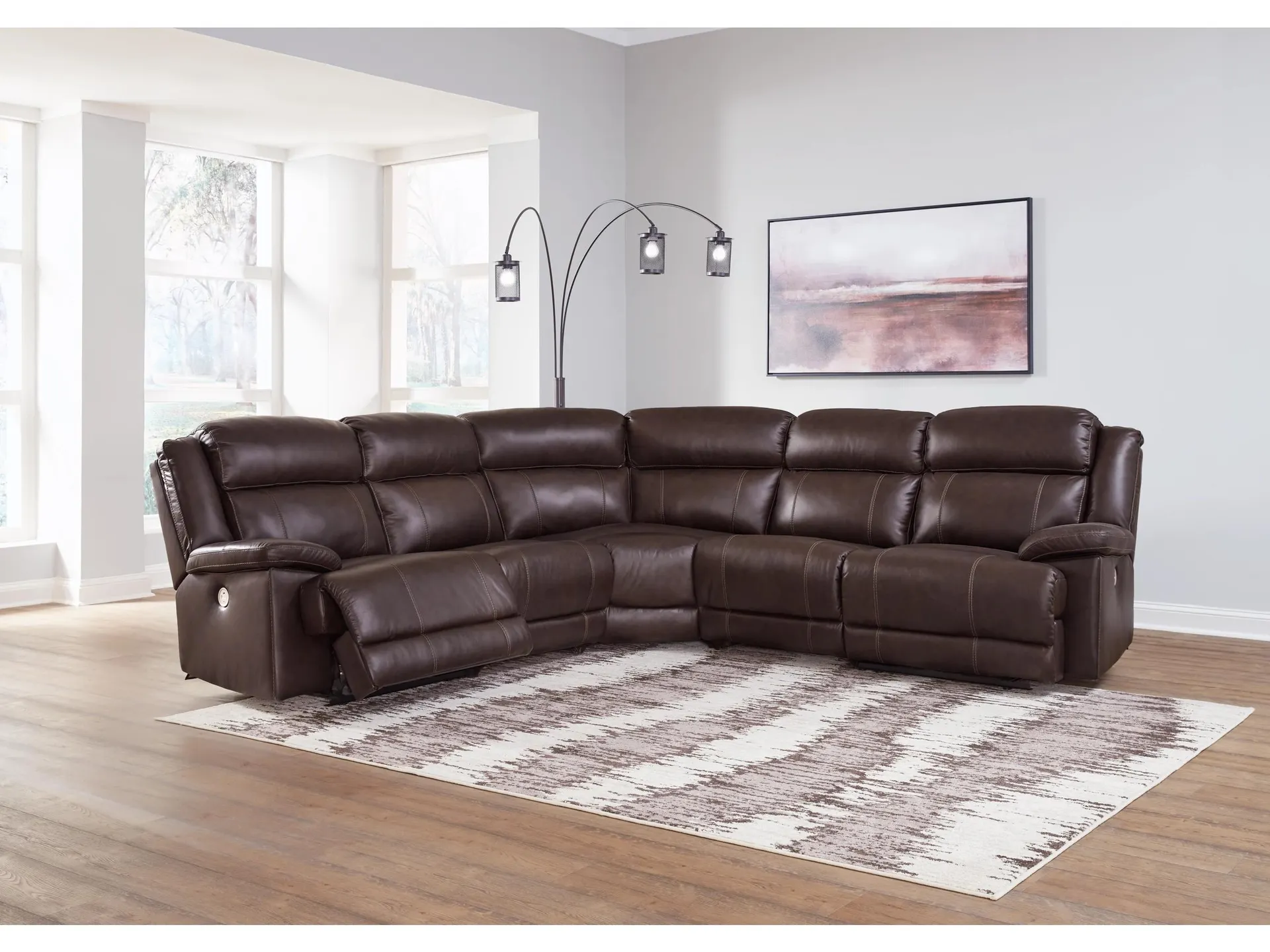 VonKurt 5-Piece Power Leather Reclining Modular Sectional
