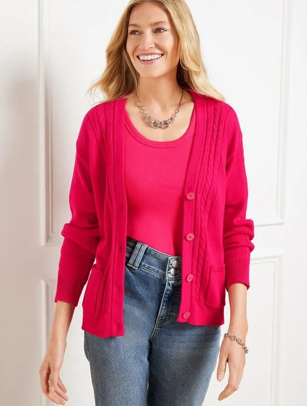 Cable Knit V-Neck Cardigan