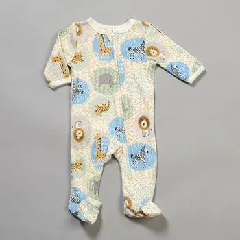 Baby Unisex (NB-9M) Mini Hop Abstract Safari Zip Footie Pajamas