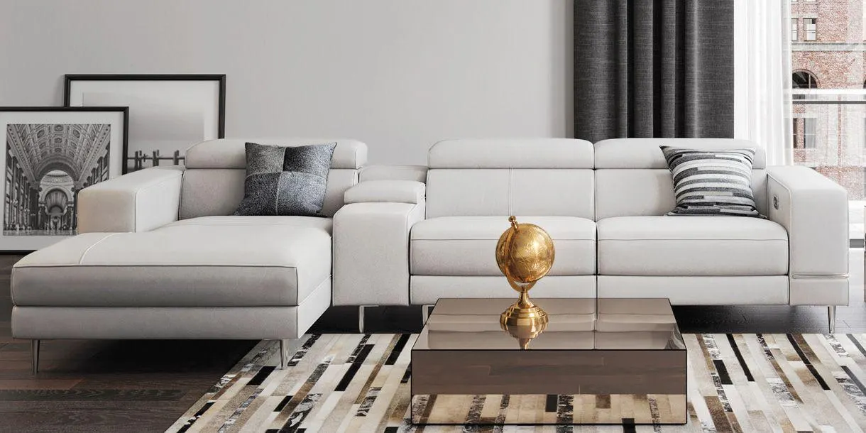 Bergamo Power Motion Left Sectional Sofa White