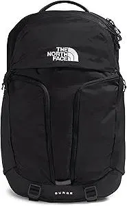 THE NORTH FACE Surge Commuter Laptop Backpack | Daypack with Water Repellent Finish, 16" Laptop Sleeve, Reflective Details, TNF Black/TNF Black-NPF, One Size