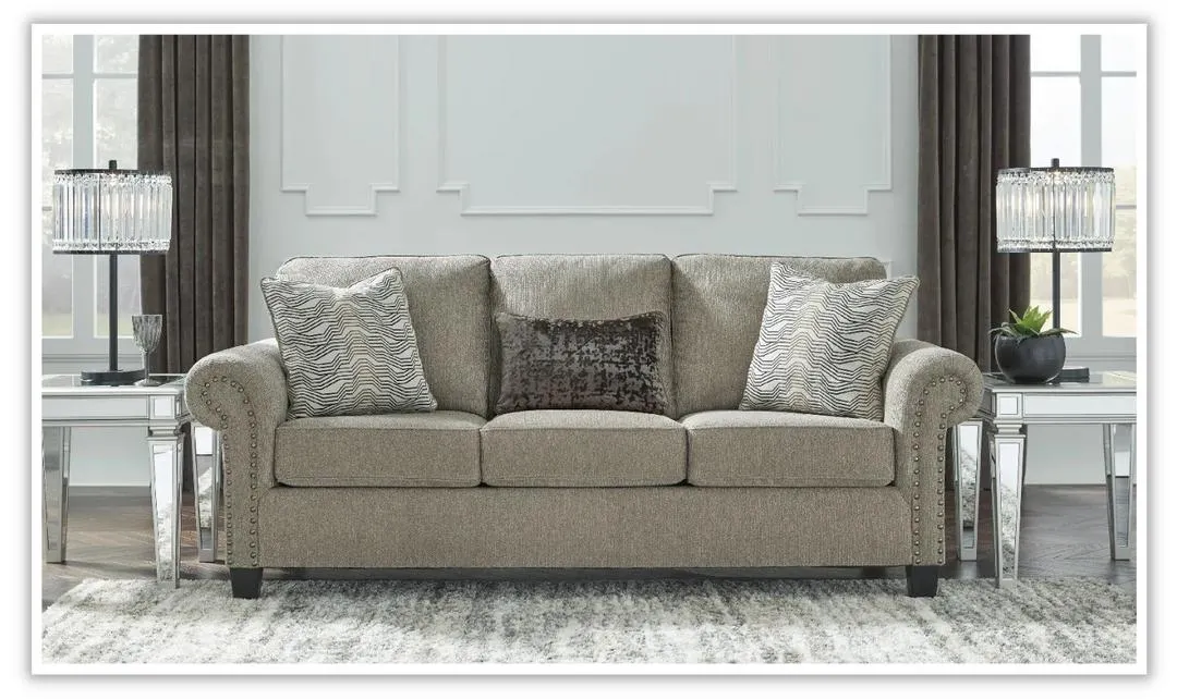 Modern Heritage Shewsbury 3-Seater Fabric Sofa in Pewter Gray